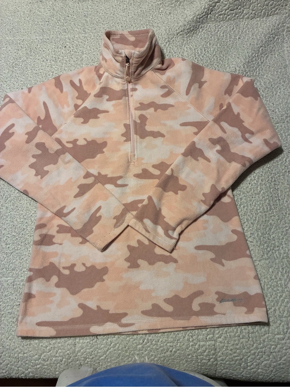 Eddie Bauer Pink Camo quarter -Zip Pullover, size small, warm and soft